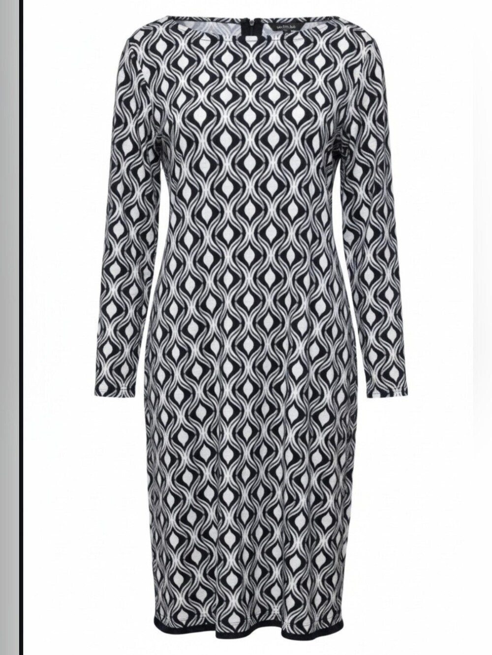 Crown & Ivy 100% Cotton Black And White Geometric Long Sleeve Casual Dress Sz L